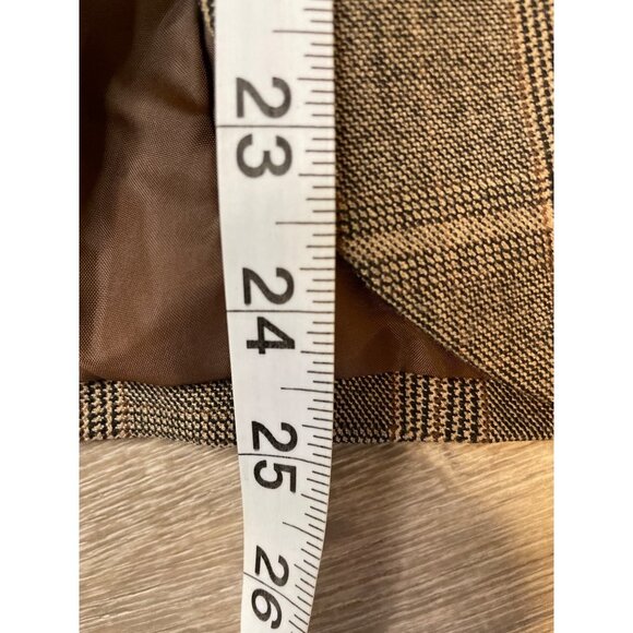 Kenar Brown Plaid Suede Leather Trim Elbow Pads Single Button Blazer Sz 8 - Picture 10 of 10